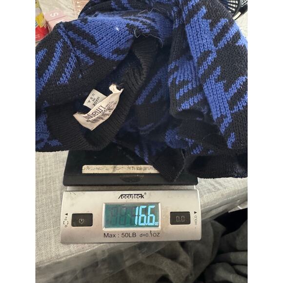 St. john for I.Magnin Vintage Blue Black Checkered Plaid Cardigan Sweater Small - Picture 10 of 12